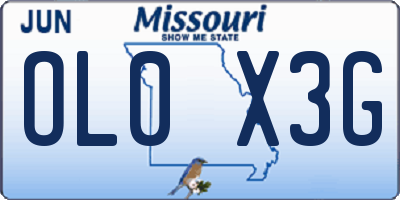 MO license plate OL0X3G