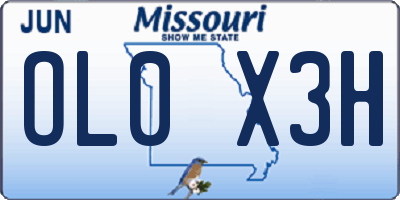 MO license plate OL0X3H