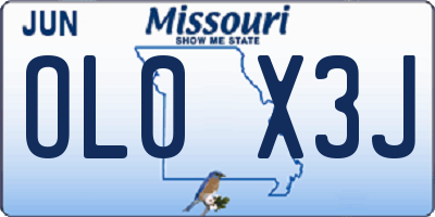 MO license plate OL0X3J