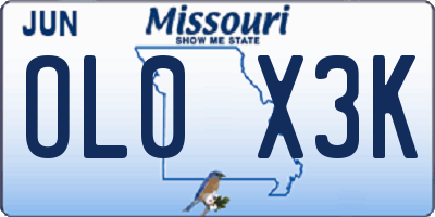 MO license plate OL0X3K