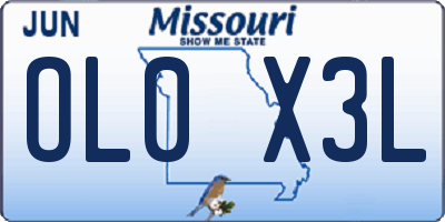 MO license plate OL0X3L