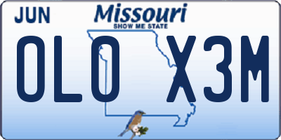 MO license plate OL0X3M