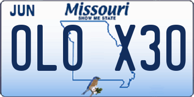 MO license plate OL0X3O