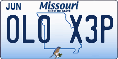 MO license plate OL0X3P