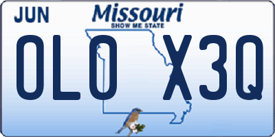 MO license plate OL0X3Q