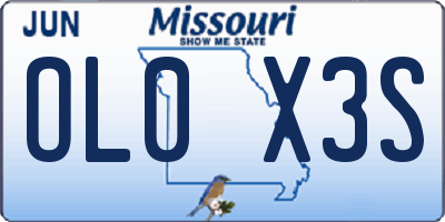 MO license plate OL0X3S