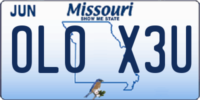 MO license plate OL0X3U