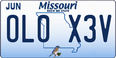 MO license plate OL0X3V