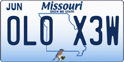 MO license plate OL0X3W