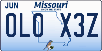 MO license plate OL0X3Z