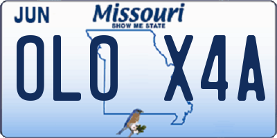 MO license plate OL0X4A