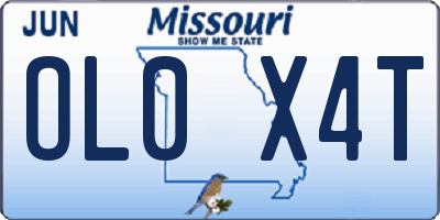 MO license plate OL0X4T
