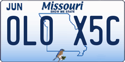 MO license plate OL0X5C