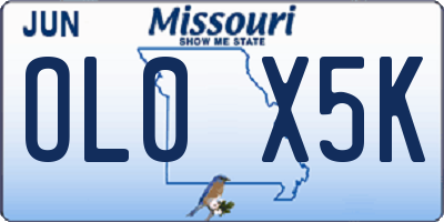 MO license plate OL0X5K