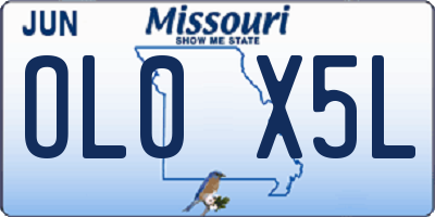 MO license plate OL0X5L