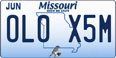 MO license plate OL0X5M