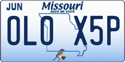 MO license plate OL0X5P