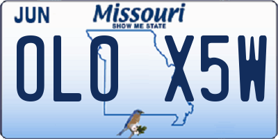 MO license plate OL0X5W