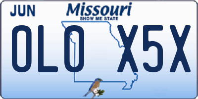 MO license plate OL0X5X