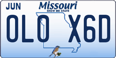 MO license plate OL0X6D