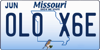 MO license plate OL0X6E