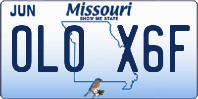 MO license plate OL0X6F