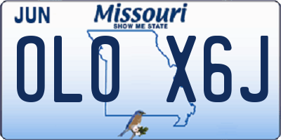 MO license plate OL0X6J