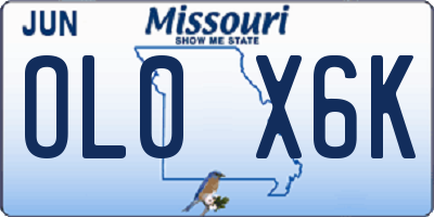 MO license plate OL0X6K