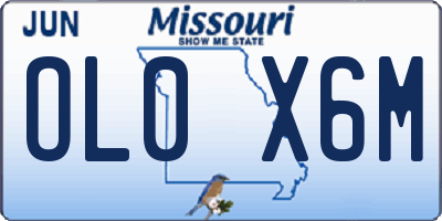 MO license plate OL0X6M