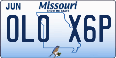 MO license plate OL0X6P