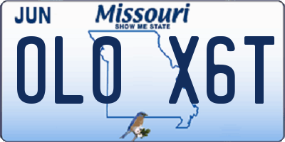 MO license plate OL0X6T