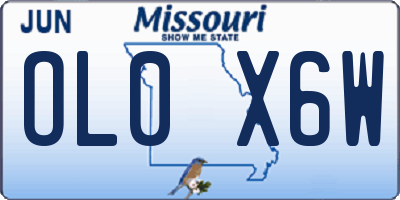 MO license plate OL0X6W
