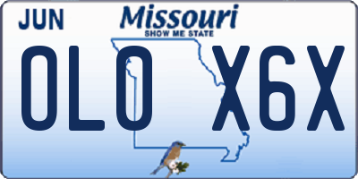 MO license plate OL0X6X