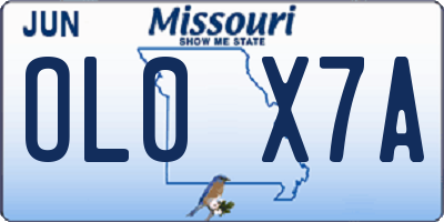 MO license plate OL0X7A