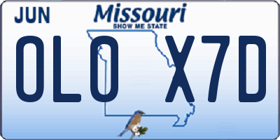 MO license plate OL0X7D