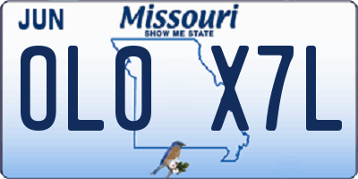 MO license plate OL0X7L