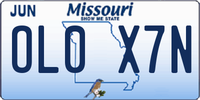 MO license plate OL0X7N