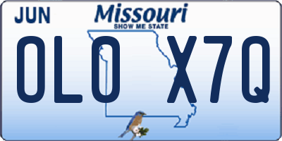 MO license plate OL0X7Q