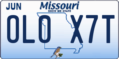 MO license plate OL0X7T