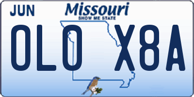 MO license plate OL0X8A