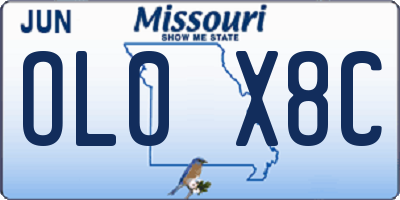 MO license plate OL0X8C