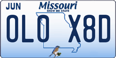MO license plate OL0X8D