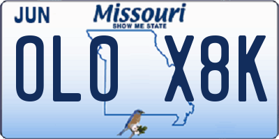 MO license plate OL0X8K