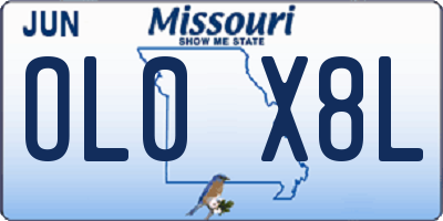 MO license plate OL0X8L