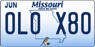 MO license plate OL0X8O