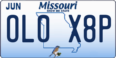 MO license plate OL0X8P