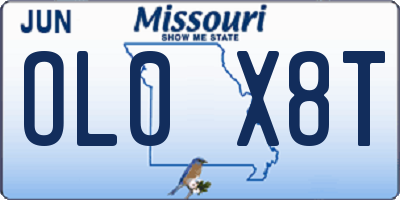 MO license plate OL0X8T