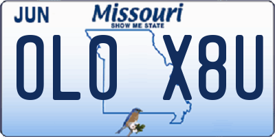 MO license plate OL0X8U