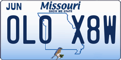 MO license plate OL0X8W