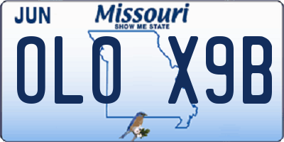 MO license plate OL0X9B